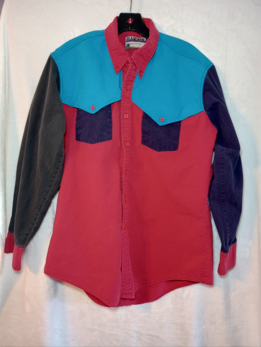 Plainsman  Vintage Rodeo Colorblock SouthWestern Gorpcore Contrast Button Shirt